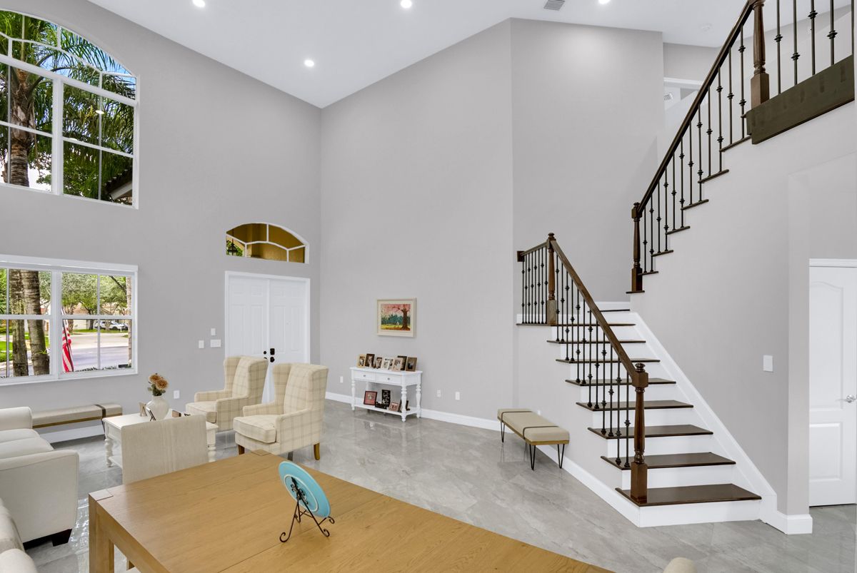 3D Matterport tour capture of a Miami luxury home two-story living room