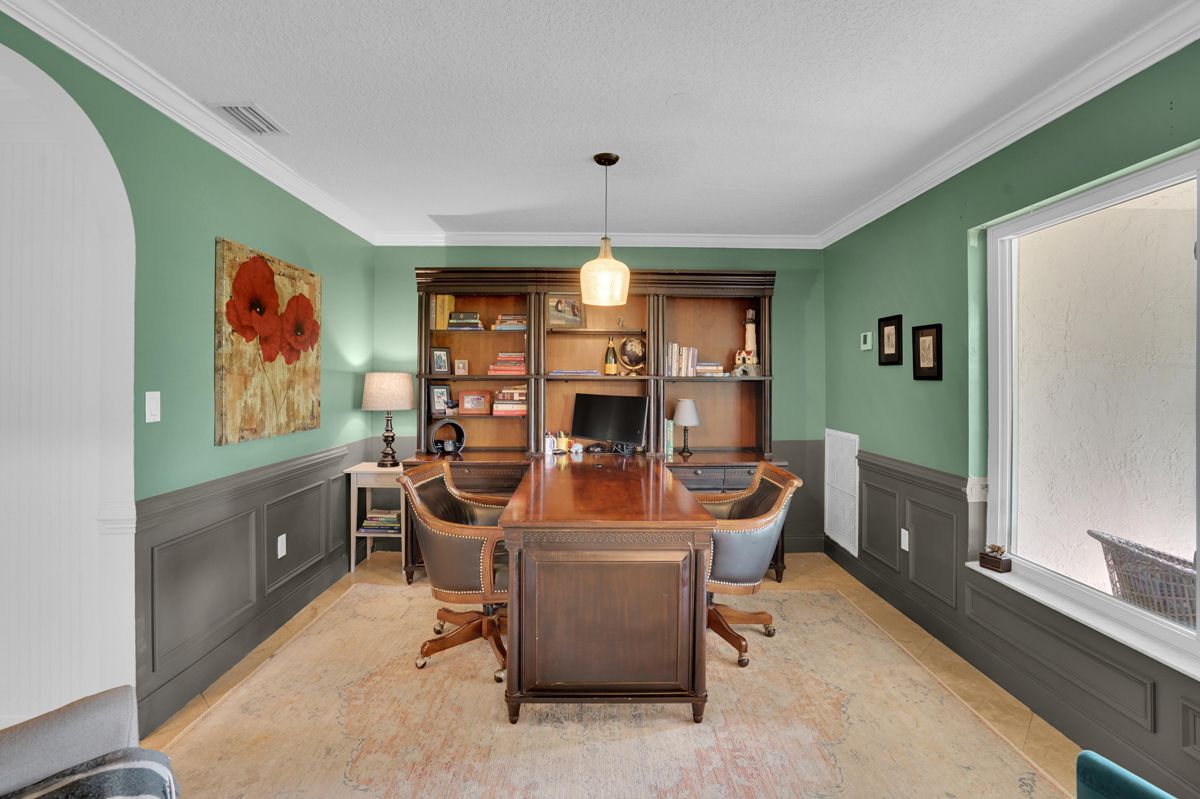 Renovation visualization render of a home office in a Coral Gables single family home